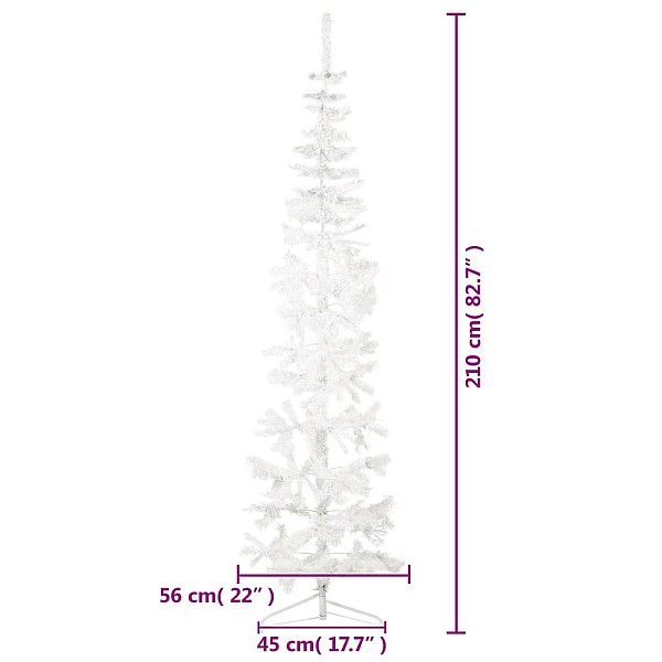 mākslīgā Ziemassvētku egle ar statīvu, pusapaļa, balta, 210 cm