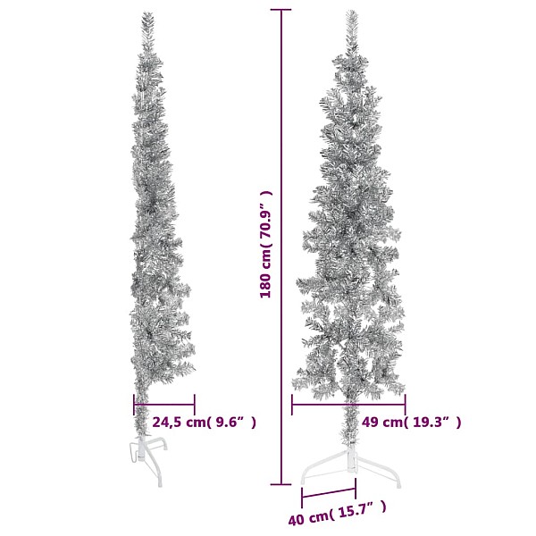 mākslīgā Ziemassvētku egle, statīvs, pusapaļa, sudraba, 180 cm