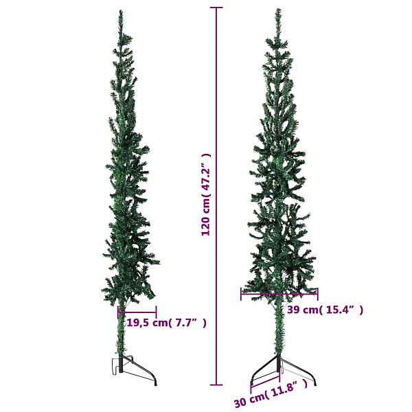 mākslīgā Ziemassvētku egle ar statīvu, pusapaļa, zaļa, 120 cm