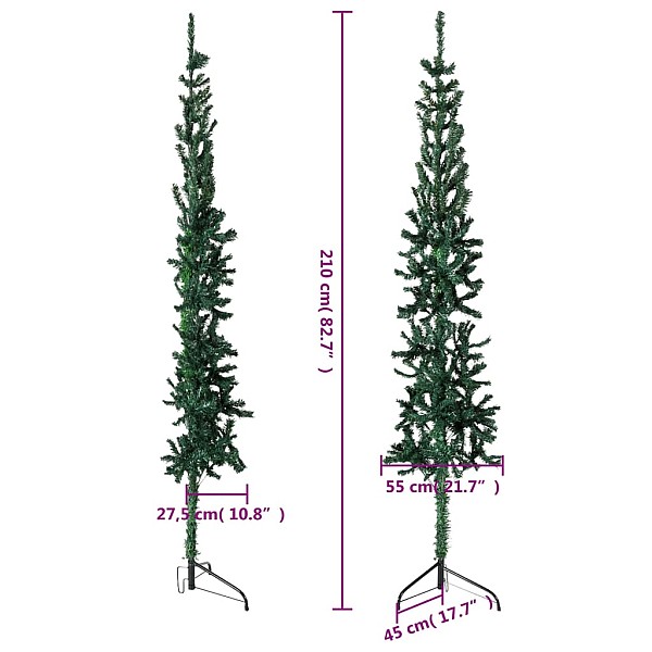 mākslīgā Ziemassvētku egle ar statīvu, pusapaļa, zaļa, 210 cm