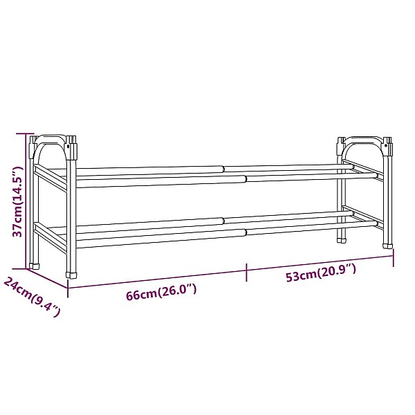 izvelkams apavu plaukts ar 2 plauktiem, 119x24x37 cm