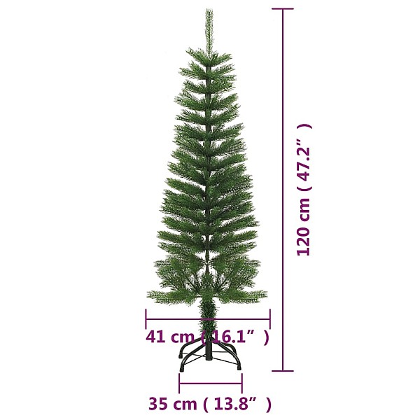 mākslīgā Ziemassvētku egle ar statīvu, šaura, 120 cm, PE