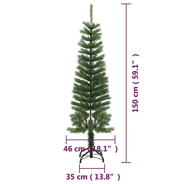 mākslīgā Ziemassvētku egle ar statīvu, šaura, 150 cm, PE