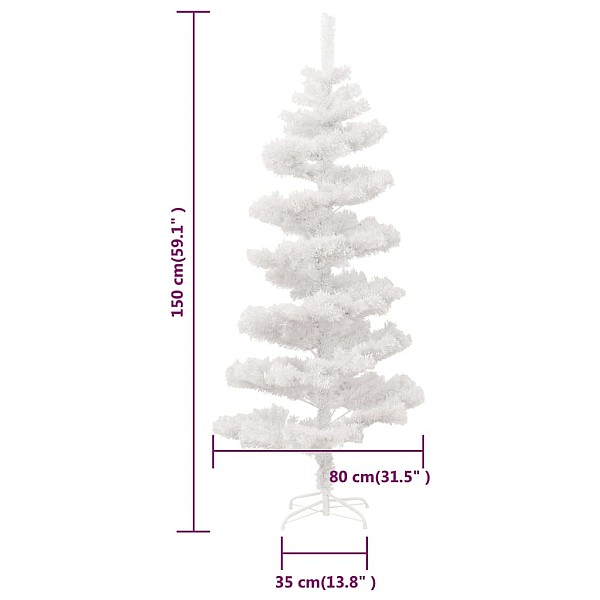 mākslīgā Ziemassvētku egle podā, spirālveida, balta, 150 cm