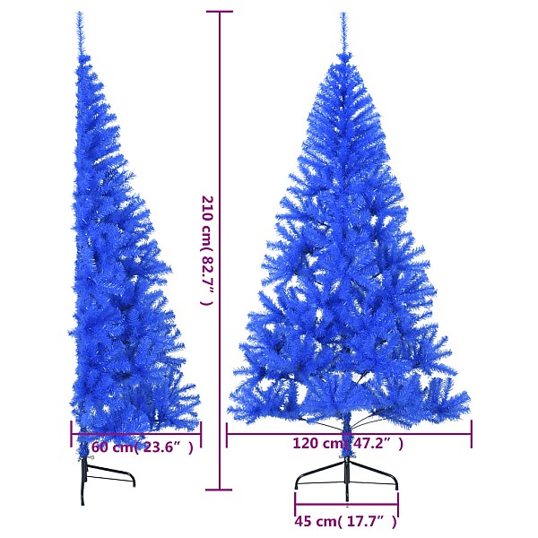 mākslīgā Ziemassvētku egle ar statīvu, pusapaļa, 210 cm, zila