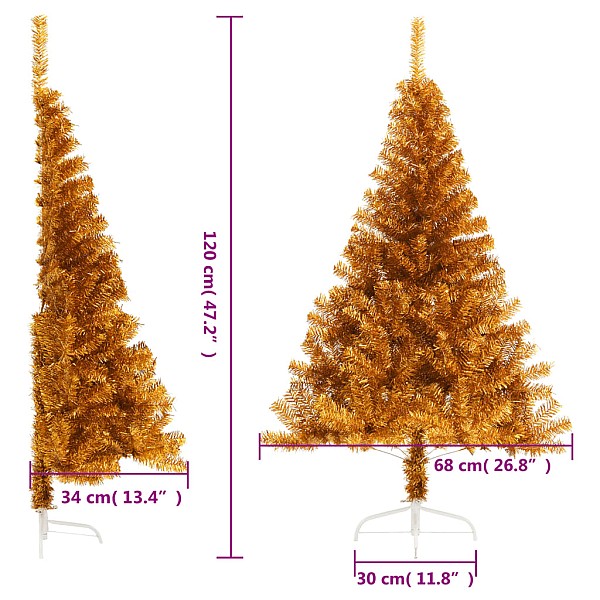 mākslīgā Ziemassvētku egle ar statīvu, 120 cm, zeltaina, PET