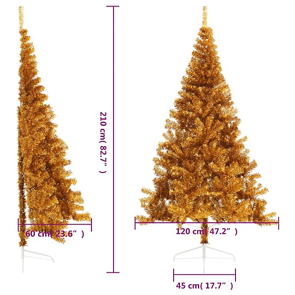 mākslīgā Ziemassvētku egle ar statīvu, 210 cm, zeltaina, PET