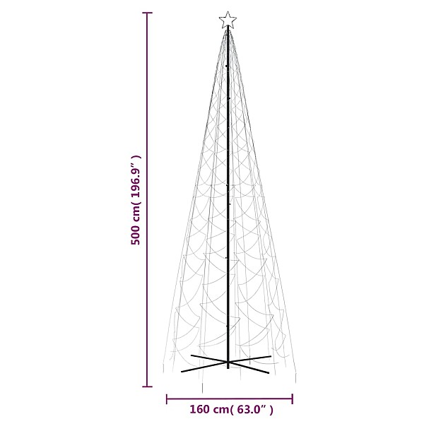 Ziemassvētku egle, 1400 vēsi baltas LED lampiņas, 160x500 cm