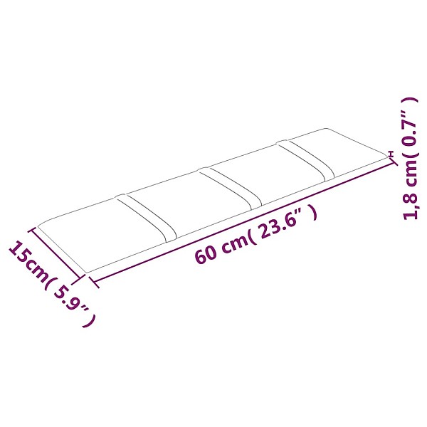 sienas paneļi, 12 gab., tumši pelēki, 60x15 cm, samts, 1,08 m²