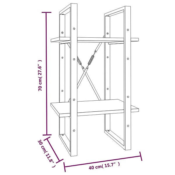 2-līmeņu grāmatplaukts, pelēks, 40x30x70 cm, inženierijas koks