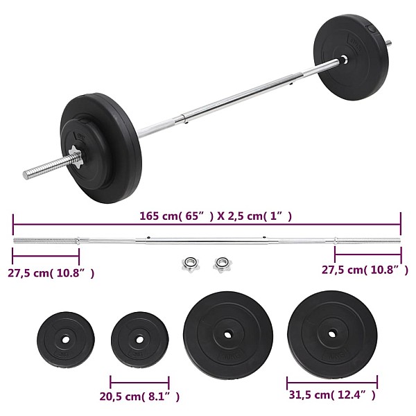 svaru stienis ar diskiem, 30 kg