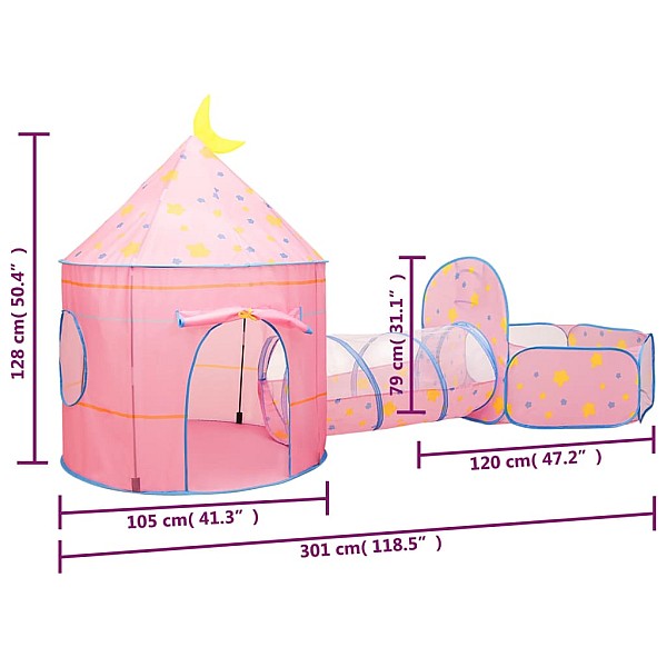 rotaļu telts, rozā, 301x120x128 cm