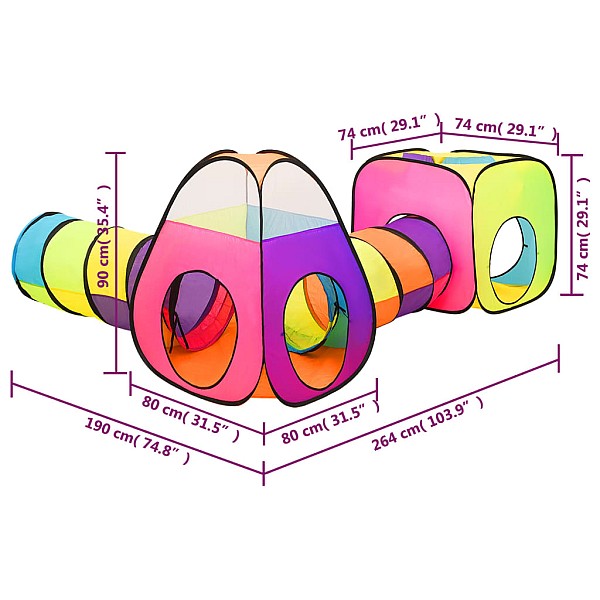 rotaļu telts, krāsaina, 190x264x90 cm