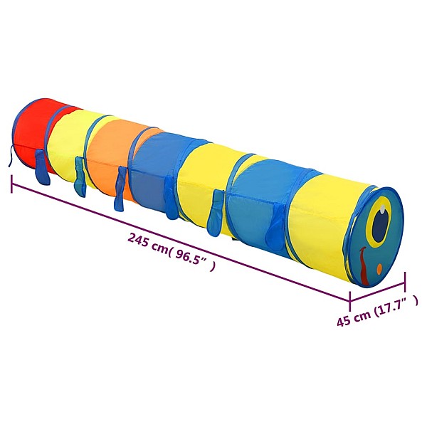 bērnu rotaļu tunelis, krāsains, 245 cm, poliesters