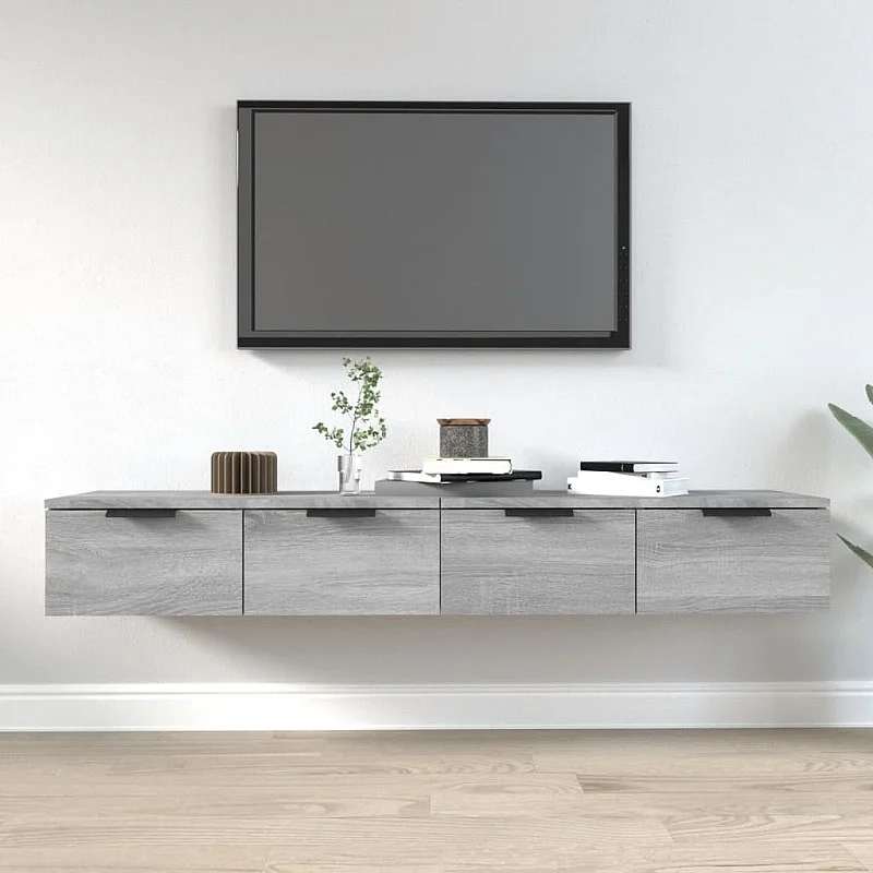 sienas skapīši, 2 gab., pelēki, 68x30x20 cm, inženierijas koks