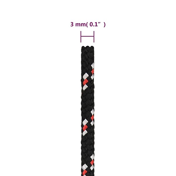 laivu virve, melna, 3 mm, 25 m, polipropilēns