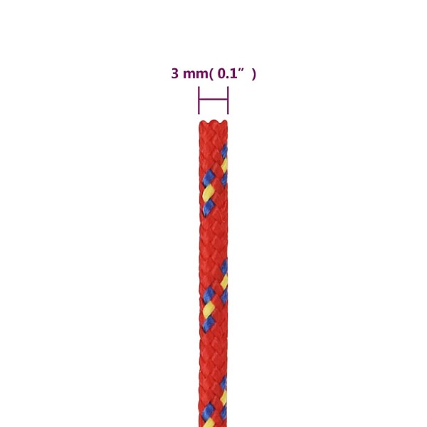 laivu virve, sarkana, 3 mm, 25 m, polipropilēns