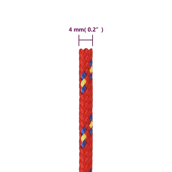 laivu virve, sarkana, 4 mm, 25 m, polipropilēns