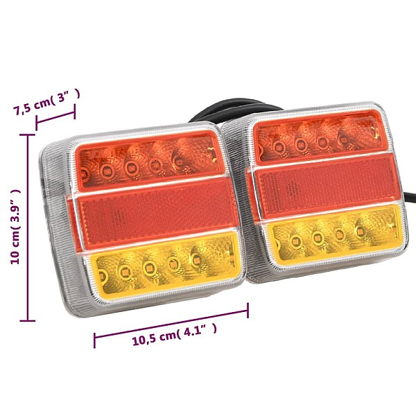 piekabes lukturi, 2 gab., sarkani, 10,5x7,5x10 cm, 12 V, LED