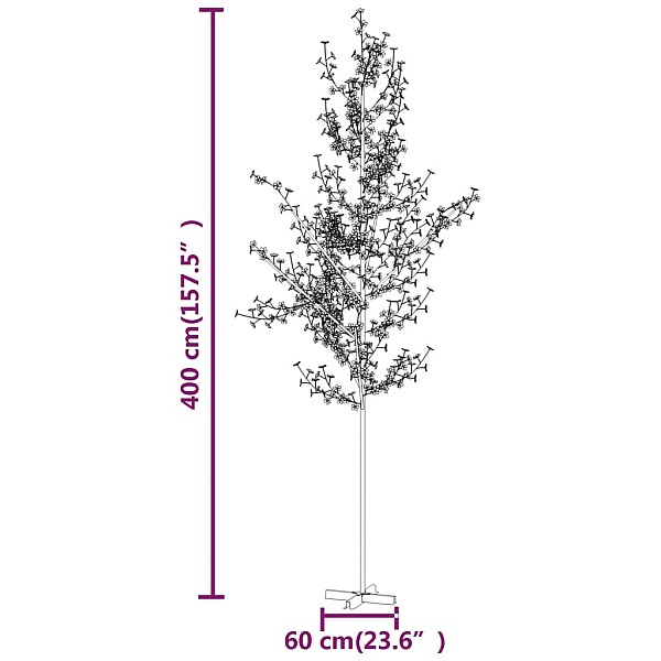 mākslīgais ķirsis, 672 silti baltas LED, 400 cm