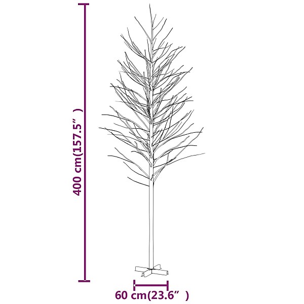 mākslīgais bērzs, balts, 672 silti baltas LED, 400 cm