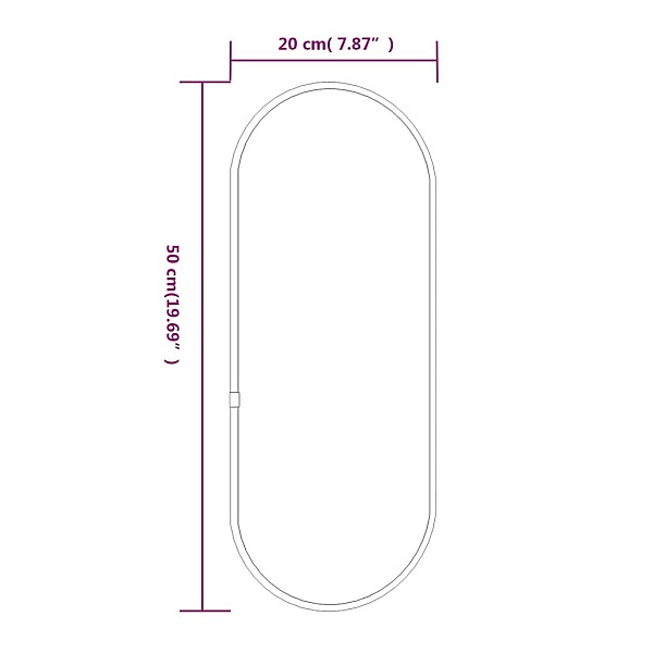 sienas spogulis, sudraba krāsā, 50x20 cm, ovāls