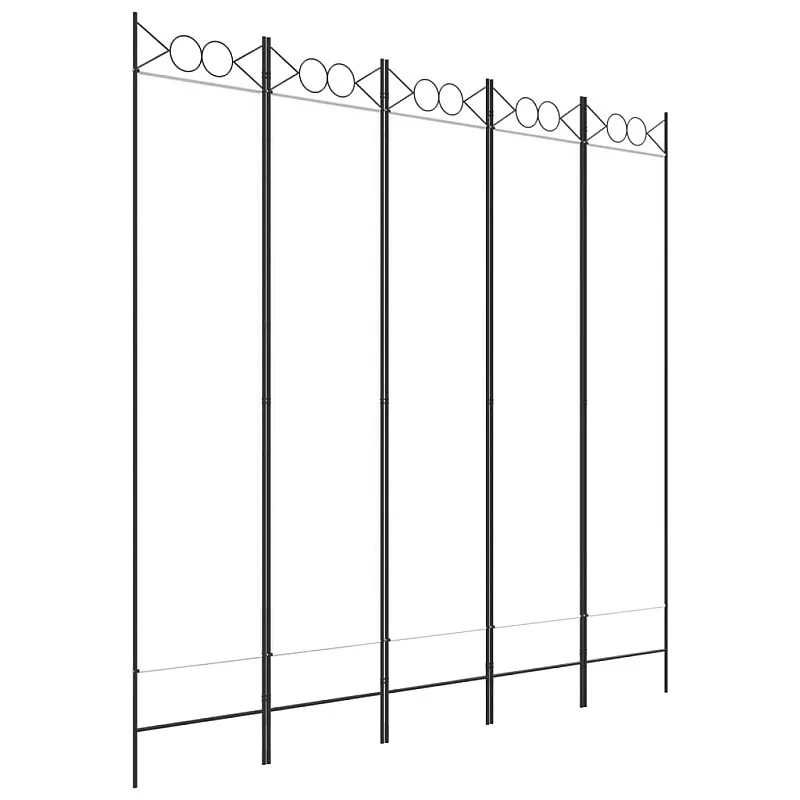 Kambario pertvara, 5 dalių, baltos spalvos, 200x200cm, audinys Kambario pertvara, 5 dalių, baltos spalvos, 200x200cm, audinys