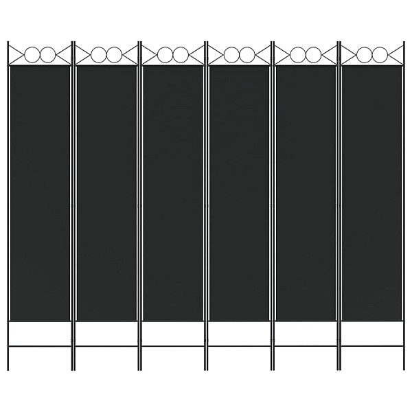 6-paneļu istabas aizslietnis, 240x200 cm, melns audums