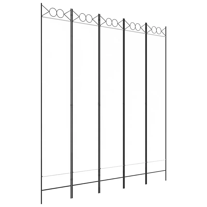 Kambario pertvara, 5 dalių, baltos spalvos, 200x220cm, audinys Kambario pertvara, 5 dalių, baltos spalvos, 200x220cm, audinys