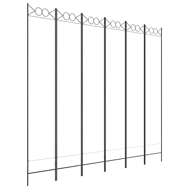 Kambario pertvara, 6 dalių, baltos spalvos, 240x220cm, audinys Kambario pertvara, 6 dalių, baltos spalvos, 240x220cm, audinys