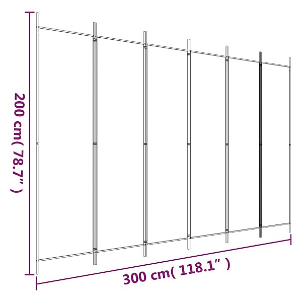 6-paneļu istabas aizslietnis, 300x200 cm, antracītpelēks audums