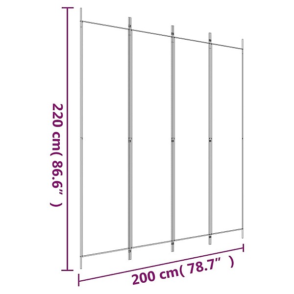 4-paneļu istabas aizslietnis, 200x220 cm, brūns audums