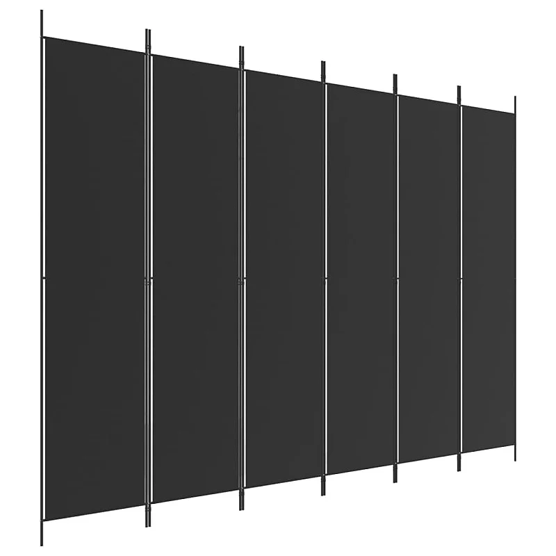 Kambario pertvara, 6 dalių, juodos spalvos, 300x220cm, audinys Kambario pertvara, 6 dalių, juodos spalvos, 300x220cm, audinys