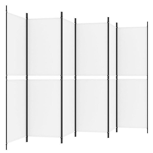 6 paneļu istabas aizslietnis, balts, 300x180 cm, audums