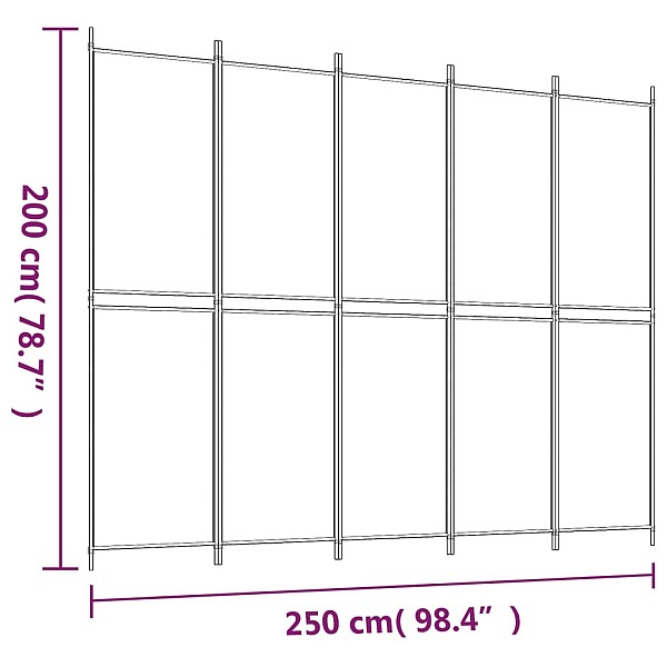 5-paneļu istabas aizslietnis, 250x200 cm, brūns audums