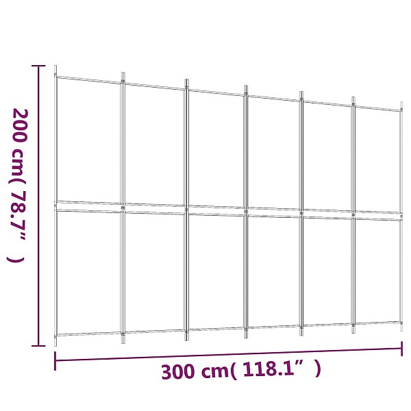 6-paneļu istabas aizslietnis, 300x200 cm, brūns audums