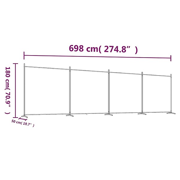 4 paneļu istabas aizslietnis, brūns, 698x180 cm, audums