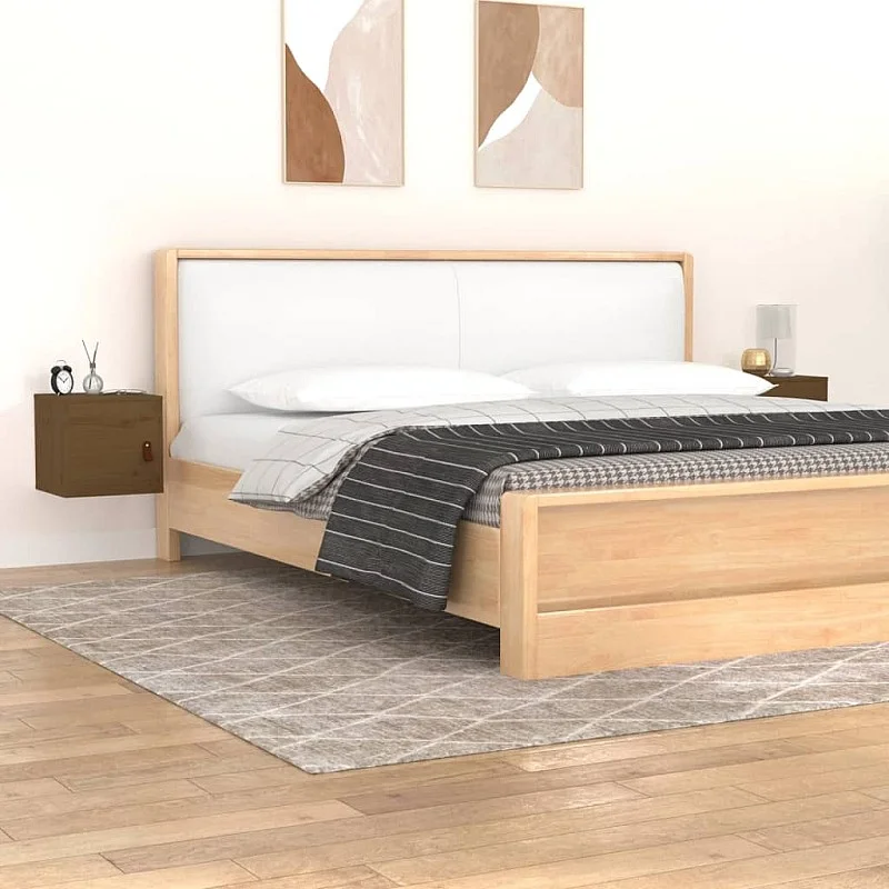 sienas skapīši, 2 gab., brūni, 31,5x30x30 cm, priedes masīvkoks