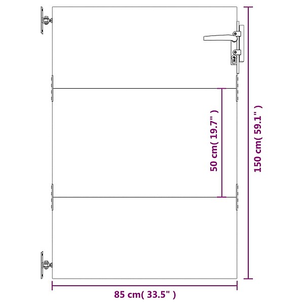dārza vārti, 85x150 cm, tērauds ar rūsas efektu