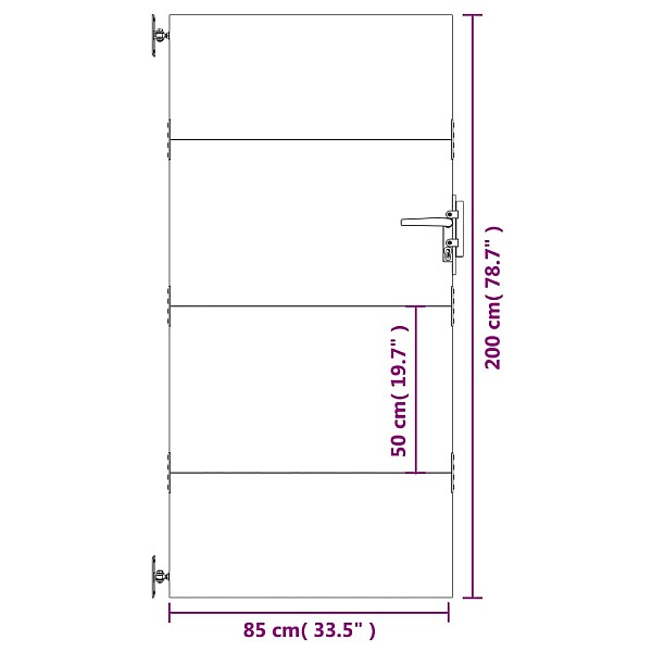 dārza vārti, 85x200 cm, tērauds ar rūsas efektu