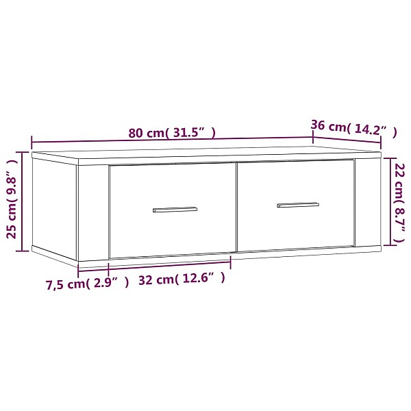 piekarams TV skapītis, balts, 80x36x25 cm, inženierijas koks