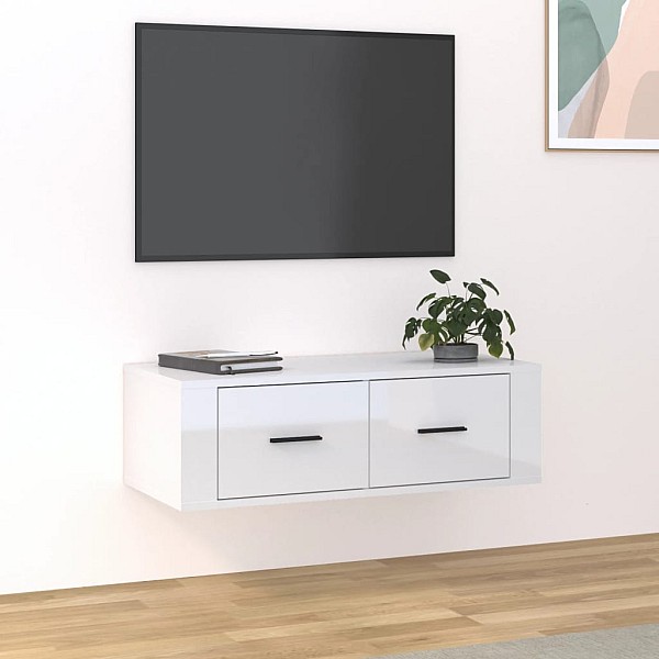 piekarams TV skapītis, balts, 80x36x25 cm, inženierijas koks