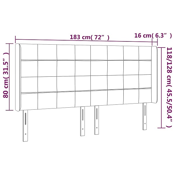 gultas galvgalis ar LED, 183x16x118/128 cm, tumši zaļš samts