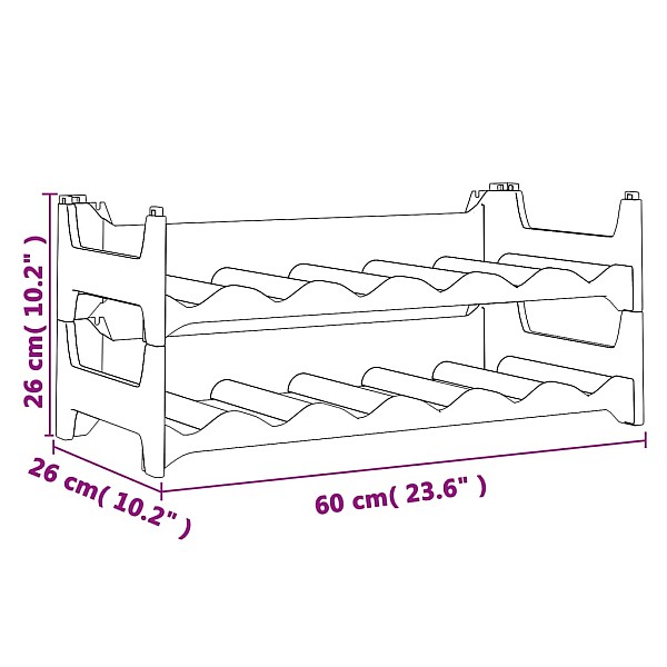 vīna plaukts 12 pudelēm, PP, saliekams viens uz otra