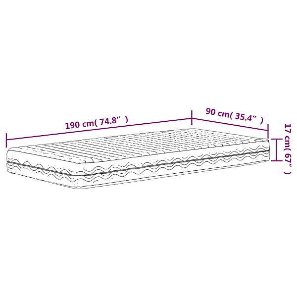 putu matracis, balts, 90x190 cm, cietība H2, H3