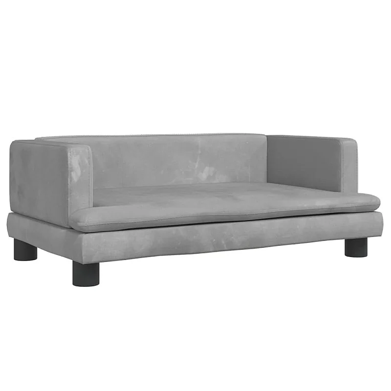 Vaikiška sofa, šviesiai pilkos spalvos, 80x45x30cm, aksomas