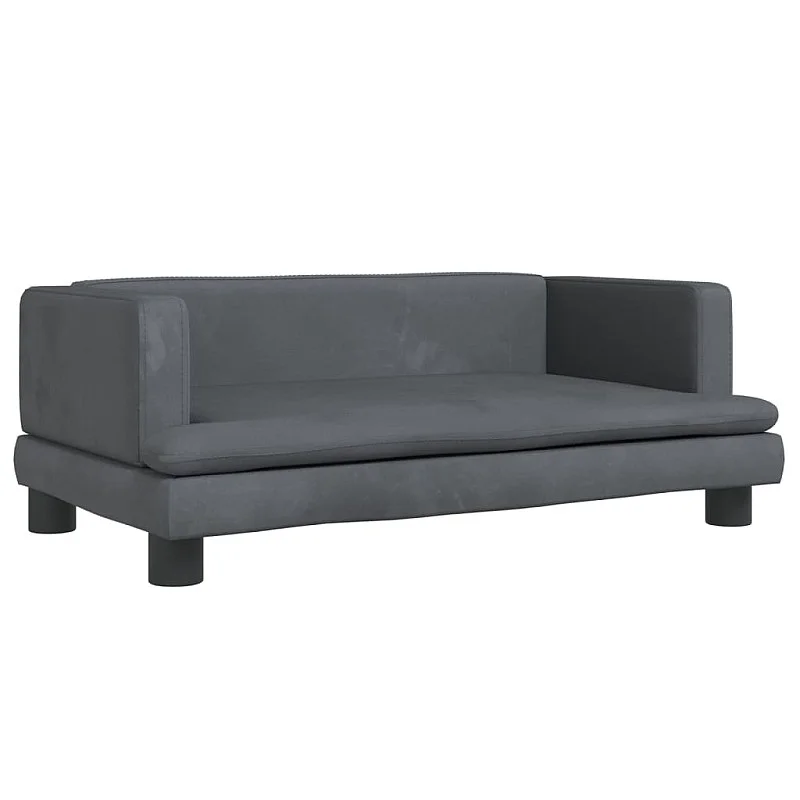 Vaikiška sofa, tamsiai pilkos spalvos, 80x45x30cm, aksomas Vaikiška sofa, tamsiai pilkos spalvos, 80x45x30cm, aksomas