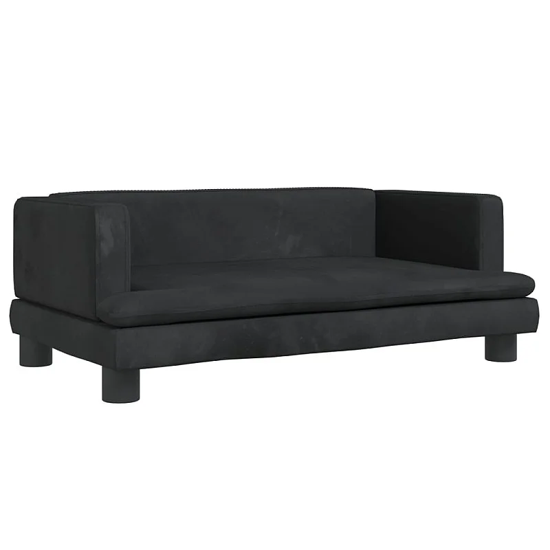 Vaikiška sofa, juodos spalvos, 80x45x30cm, aksomas