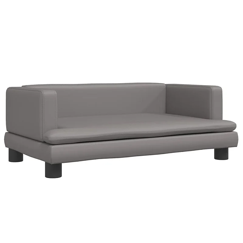 Vaikiška sofa, pilkos spalvos, 80x45x30cm, dirbtinė oda Vaikiška sofa, pilkos spalvos, 80x45x30cm, dirbtinė oda