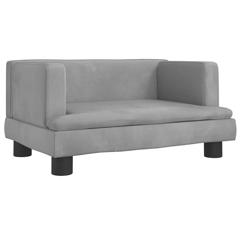Vaikiška sofa, šviesiai pilkos spalvos, 60x40x30cm, aksomas Vaikiška sofa, šviesiai pilkos spalvos, 60x40x30cm, aksomas